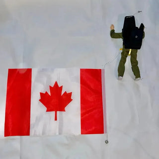 Canadian flag on skydiver.