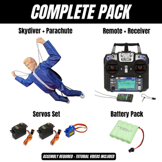 RC Skydiver Pro - Handmade Paratrooper with 1400mm Steerable Parachute - 1/4 Scale