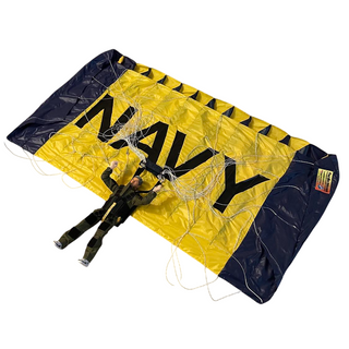 US navy leap frogs toy parachute with skydiver displayed on white background.