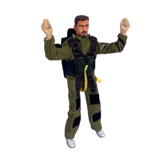 Skydiver toy action figure with jumpsuit.