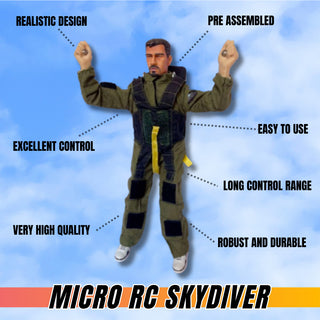 Radio controlled skydiver specifications.