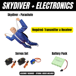 RC Skydiver Pro - Handmade Paratrooper with 1400mm Steerable Parachute - 1/4 Scale