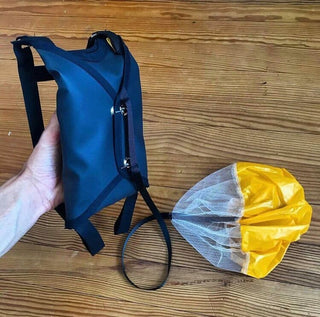 Mini Base jumping parachute hand held.