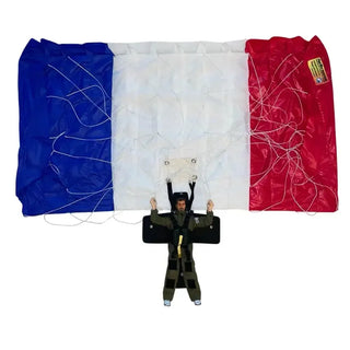 French flag parachute installed on rc skydiver.