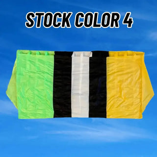 Green yellow white black parachute.