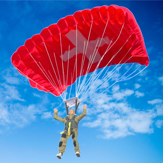 RC Skydiver with Swiss Flag Parachute